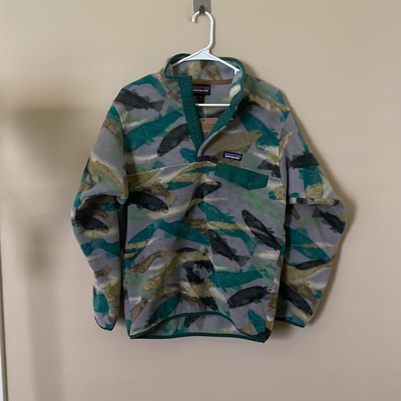 Patagonia Synchilla Mens Legend Green Trout Tail Fish Fleece Jacket NEW - Picture 4 of 5